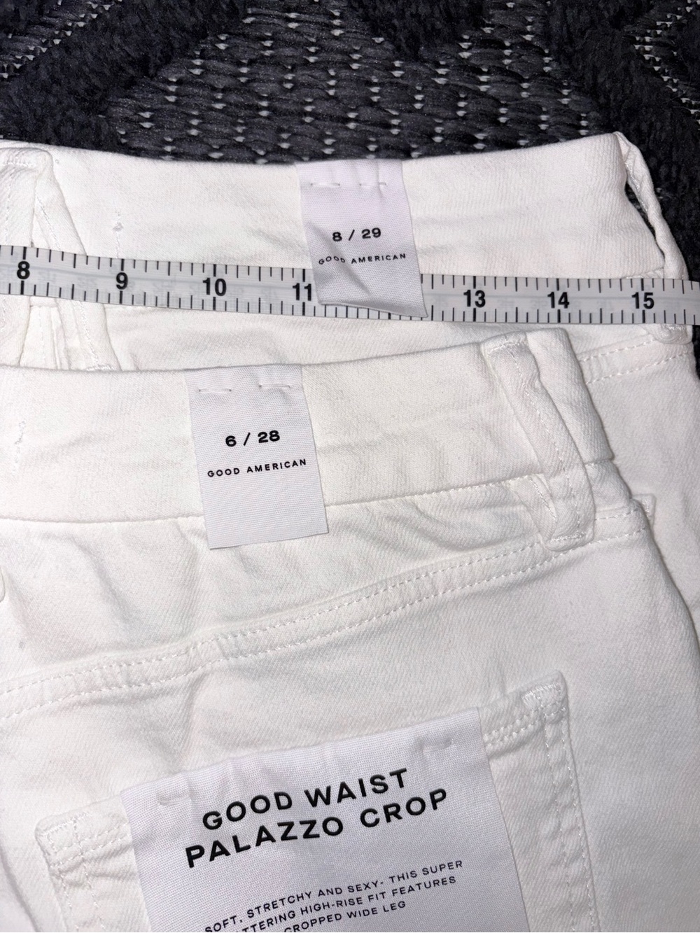 SALE 🎉 NWT Good American Good Waist Palazzo Raw Hem Crop Jeans in White - Picture 14 of 15